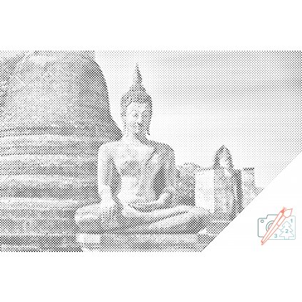Tečkování - Socha Buddhy