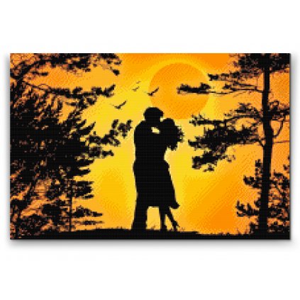 Diamantové malování - Zamilovaný pár při západu slunce