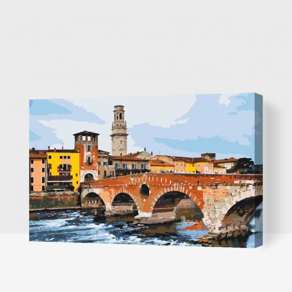 Malování podle čísel - Kamenný most - Ponte Pietra, Verona