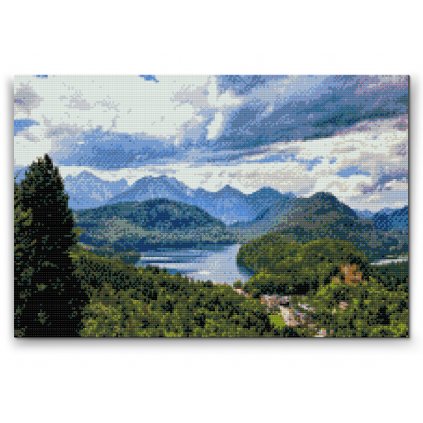 Diamantové malování - Jezero v Alpách