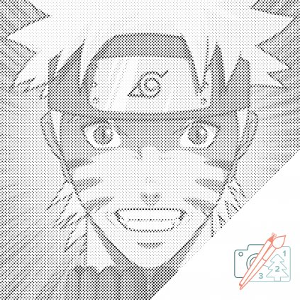 Tečkování - Naruto (Barva teček Červená, Rámování Na plastové desce, Velikost 80x80cm)