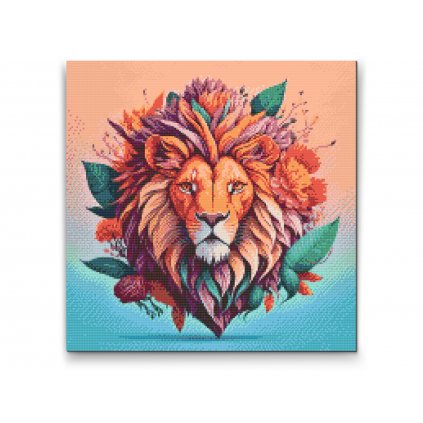 Diamantové malování - Květinový lev