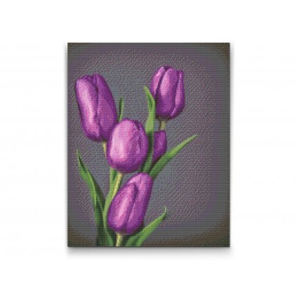 Diamantové malování - Fialové tulipány
