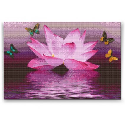 Diamantové malování - Lotus a motýli
