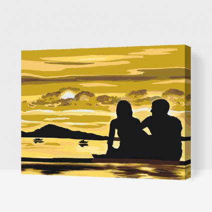 Malování podle čísel - Zamilovaný pár při západu slunce 2