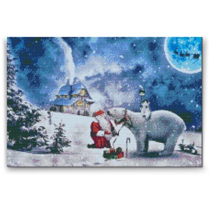 Diamantové malování - Santa a jeho pomocníci