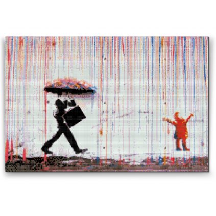 Diamantové malování - Banksy - Barevný déšť