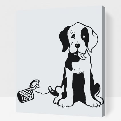 Malování podle čísel - Černobílý pes