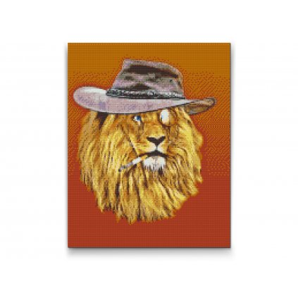 Diamantové malování - Lev v klobouku