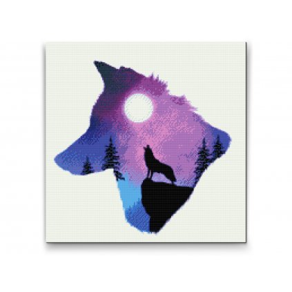Diamantové malování - Vyjící vlk