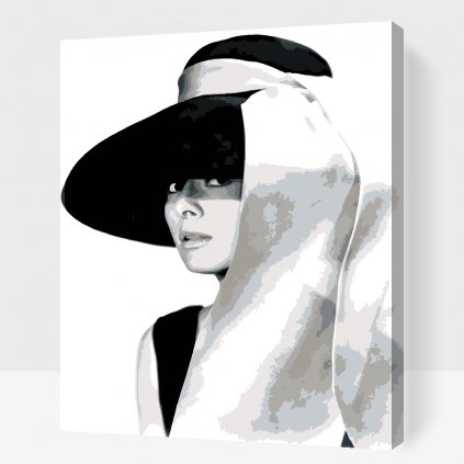 Malování podle čísel - Audrey Hepburn v klobouku