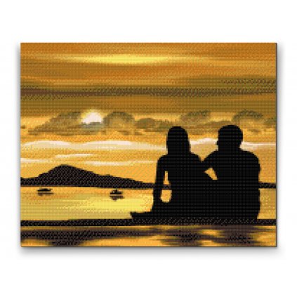 Diamantové malování - Zamilovaný pár při západu slunce 2