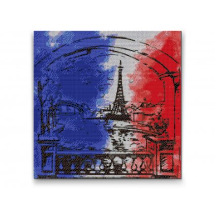 Diamantové malování - Paříž v barvách vlajky