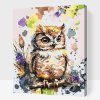 Malování podle čísel - Sovička s barevným pozadím
