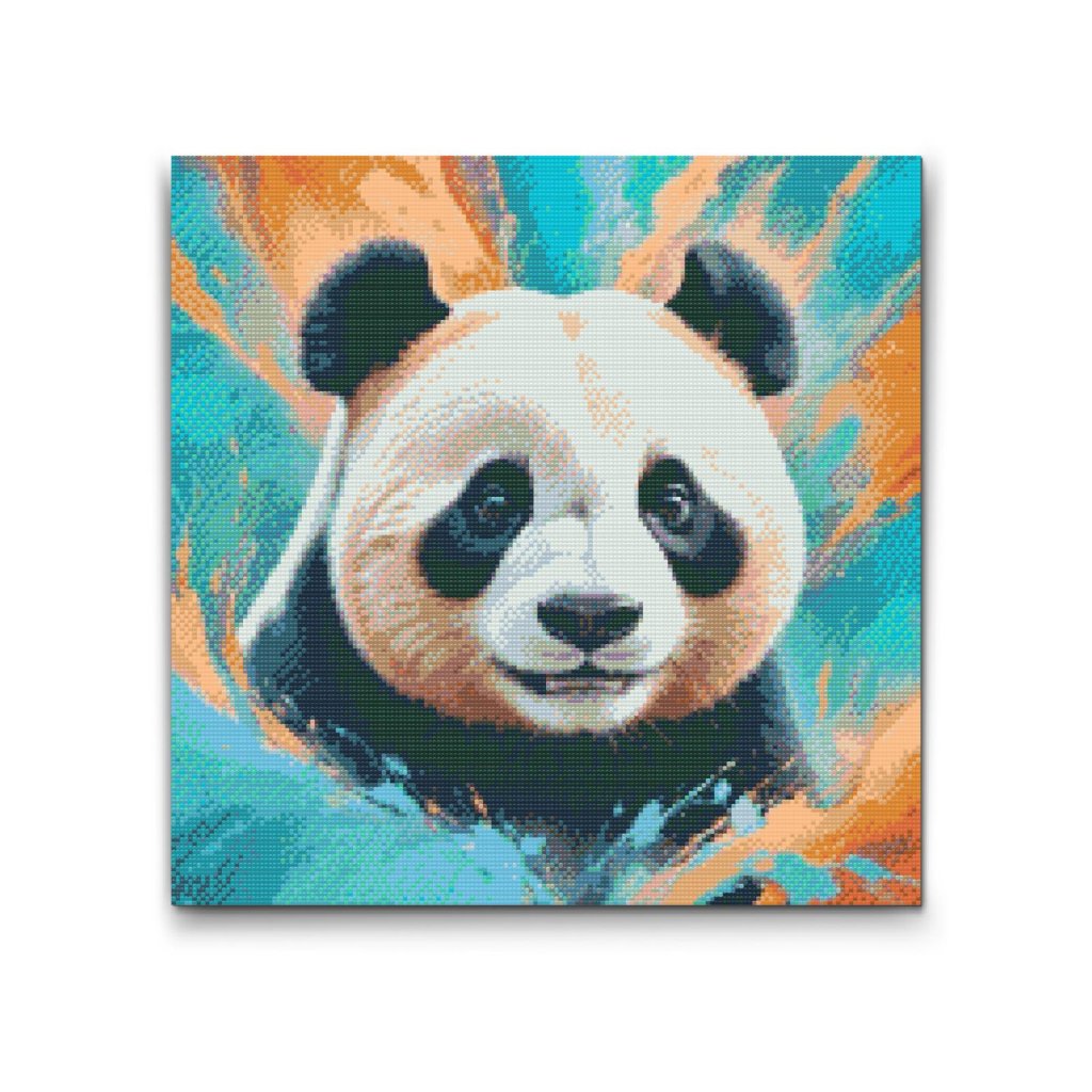 M2_Diamantové_maľovanie_-_Panda_v_odtieňoch_tyrkysovej_a_oranžovej
