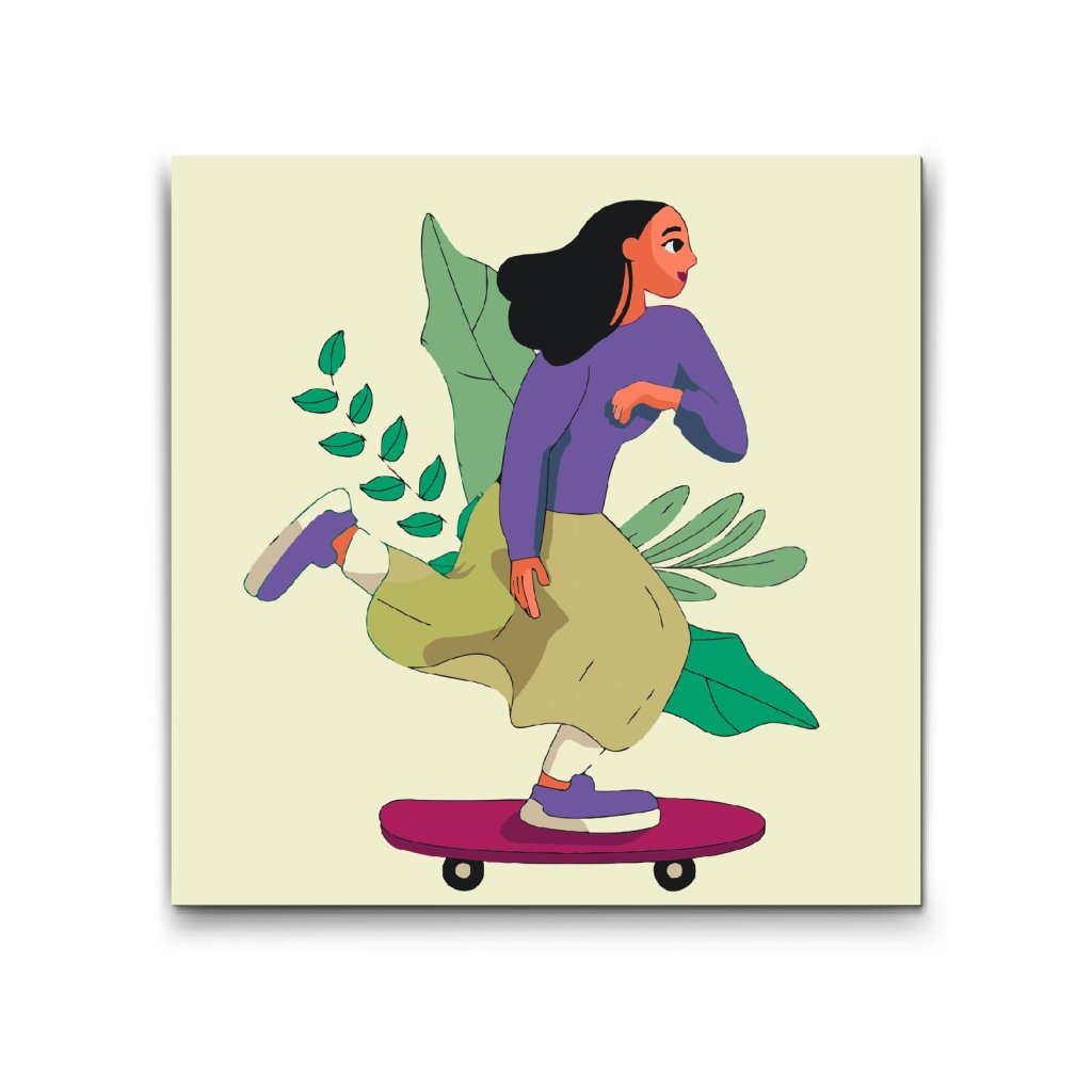 M2_Maľovanie_podľa_čísiel_-_Ilustrácia_-_Žena_na_skateboarde