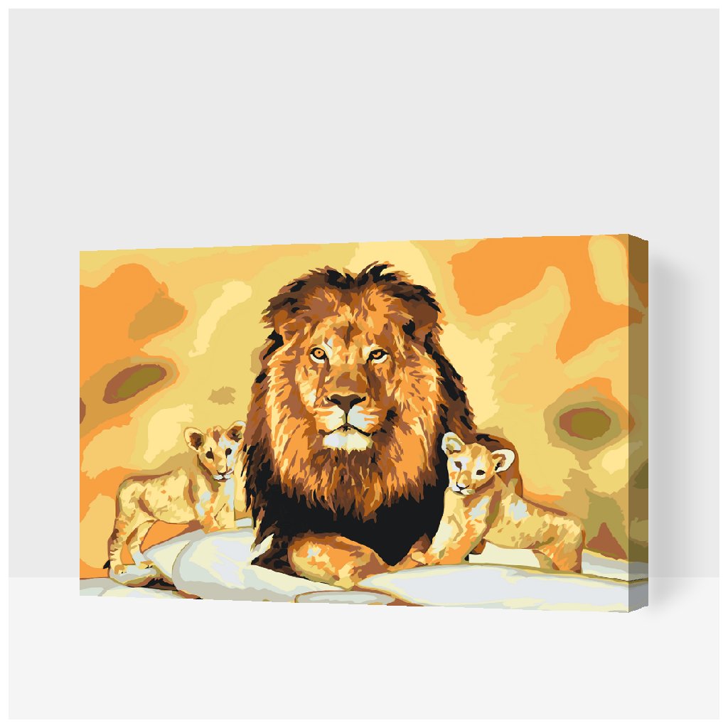 Maľovanie podľa čísiel - Lev a levíčata