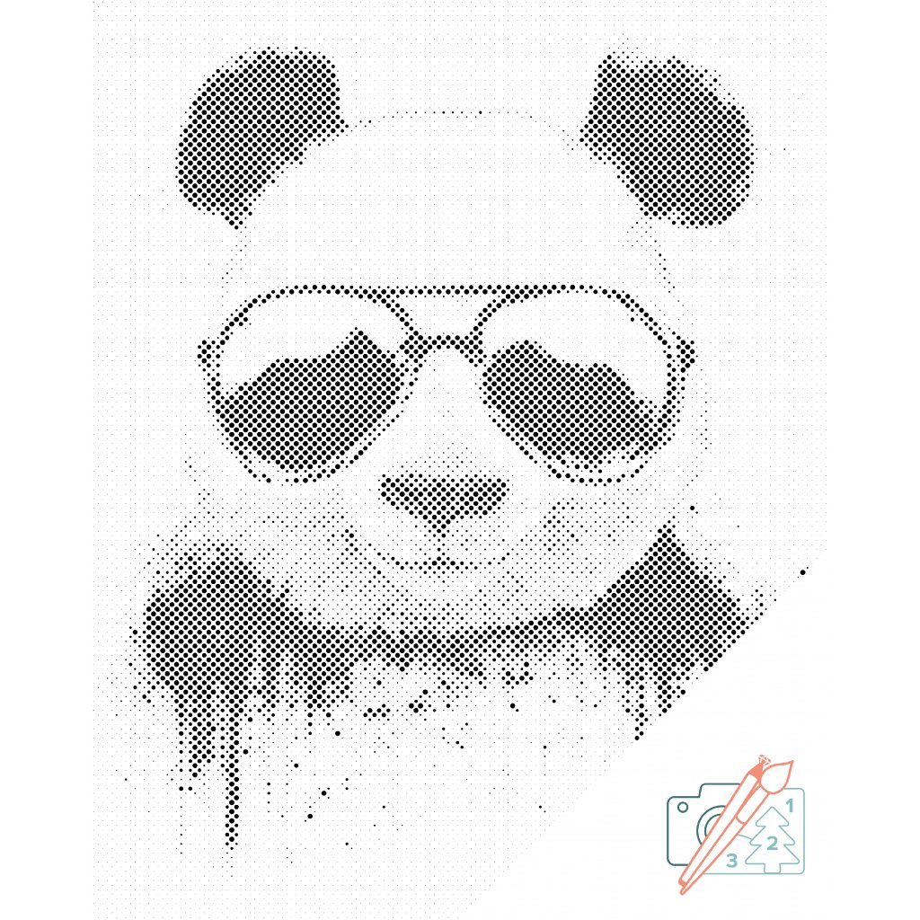 Bodkovanie - Panda so slnečnými okuliarmi
