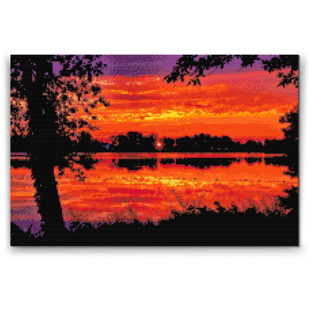 Diamantovanie podľa čísiel - Červený západ slnka