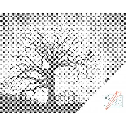 Bodkovanie - Dievča a nočná obloha
