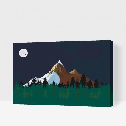 Maľovanie podľa čísiel - Hory v noci
