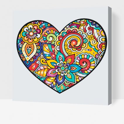 Maľovanie podľa čísiel - Mandala v srdci