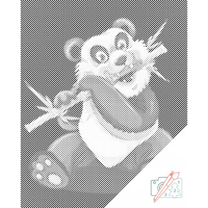 Bodkovanie - Panda s bambusom