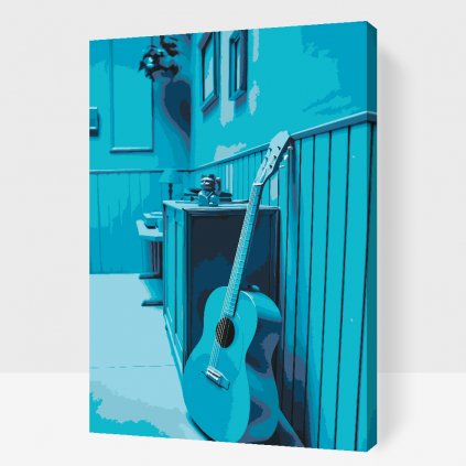 Maľovanie podľa čísiel - Gitara v modrej izbe
