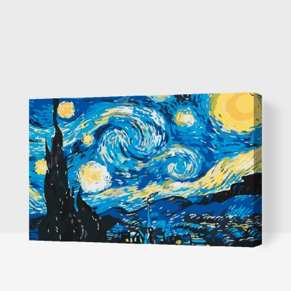 Maľovanie podľa čísiel - Vincent Van Gogh - Hviezdna noc (Rám Bez rámu, iba plátno, Veľkosť 40x60)