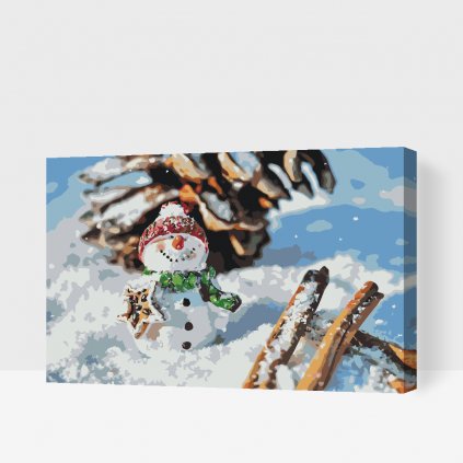 Malování podle čísel - Usmievajúci sa snehuliak