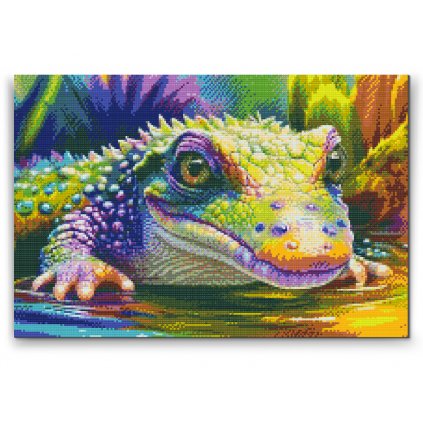 Diamantové malování - Barevný krokodýl