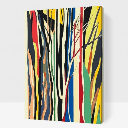 Malování podle čísel - Abstraktní stromy v barvách