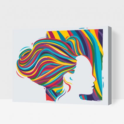 Malování podle čísel - Žena s barevnými vlasy