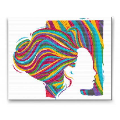 Diamantové malování - Žena s barevnými vlasy