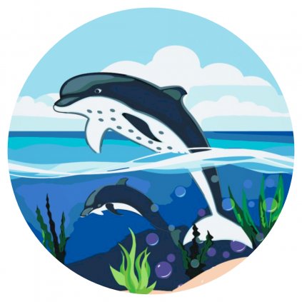 Maľovanie podľa čísiel - Delfíny v oceáne