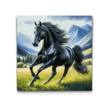 M2_Diamantové_maľovanie_-_Čierny_žrebec