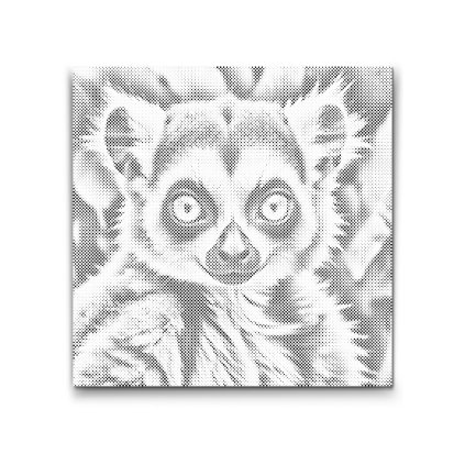 M2_Bodkovanie_-_Lemur_v_tlmených_odtieňoch_zelenej