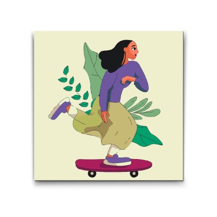 M2_Maľovanie_podľa_čísiel_-_Ilustrácia_-_Žena_na_skateboarde