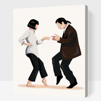 Maľovanie podľa čísiel - Pulpfiction Mia a Vincent tancujú (Rám Bez rámu, iba plátno, Veľkosť 40x50)