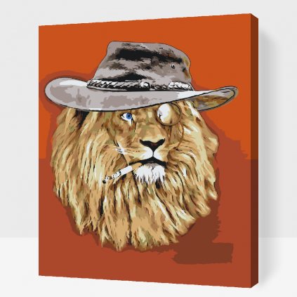 Maľovanie podľa čísiel - Lev s klobúkom