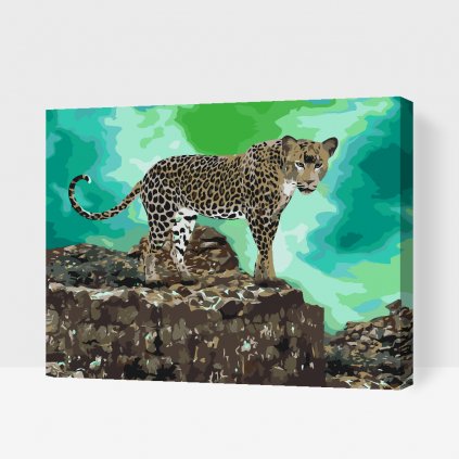 Maľovanie podľa čísiel - Leopard číha na korisť