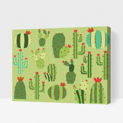 Maľovanie podľa čísiel - Kaktusové pozadie