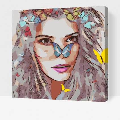 Maľovanie podľa čísiel - Dievča s motýľmi