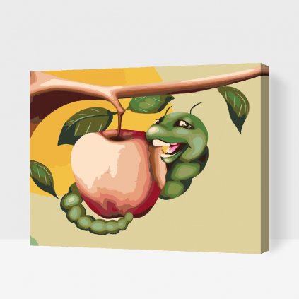 Maľovanie podľa čísiel - Húsenica papá jabĺčko