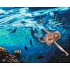 Malování podle čísel - Morská panna plávajúca s rybami