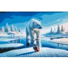 Maľovanie podľa čísiel - Medveď s rybárikom v zasneženej krajine (Rám Na plastovej doske, Veľkosť 80x120cm)