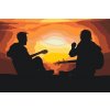 Maľovanie podľa čísiel - Gitaristi pri západe slnka