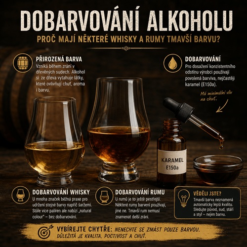 Dobarvování alkoholu: proč mají některé whisky a rumy tmavší barvu než jiné?