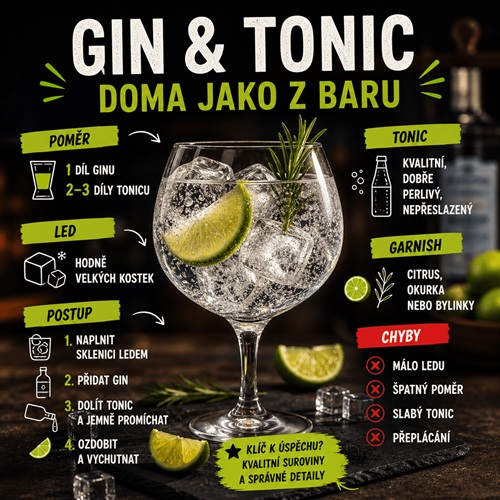 Jak udělat Gin & Tonic doma: poměr, tonic, led a nejčastější chyby