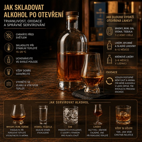 Jak skladovat alkohol po otevření: trvanlivost, oxidace a správné servírování
